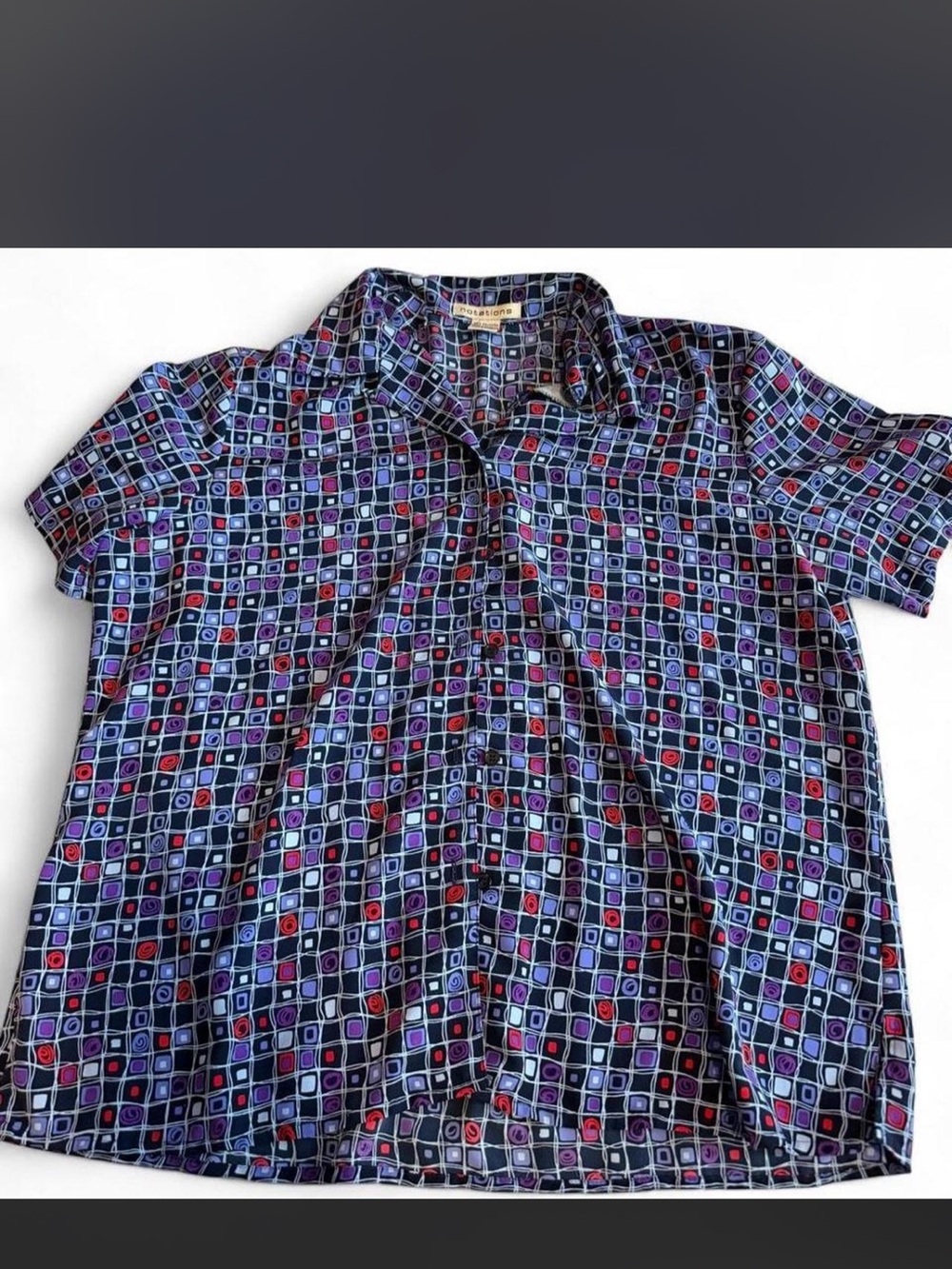 Retro Geometric Short-Sleeve Shirt - Blue Pattern